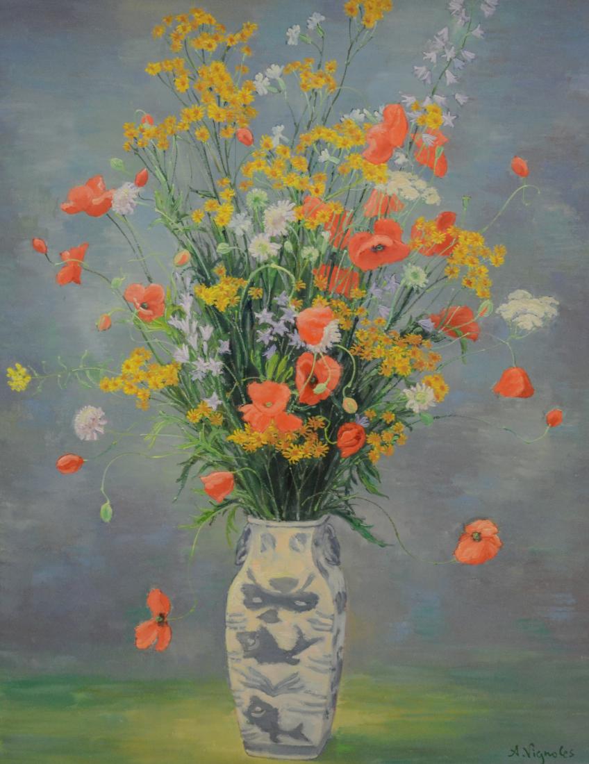 Vignoles, Andre, oil on canvas "Bouquet au Vase de (1 of 6)