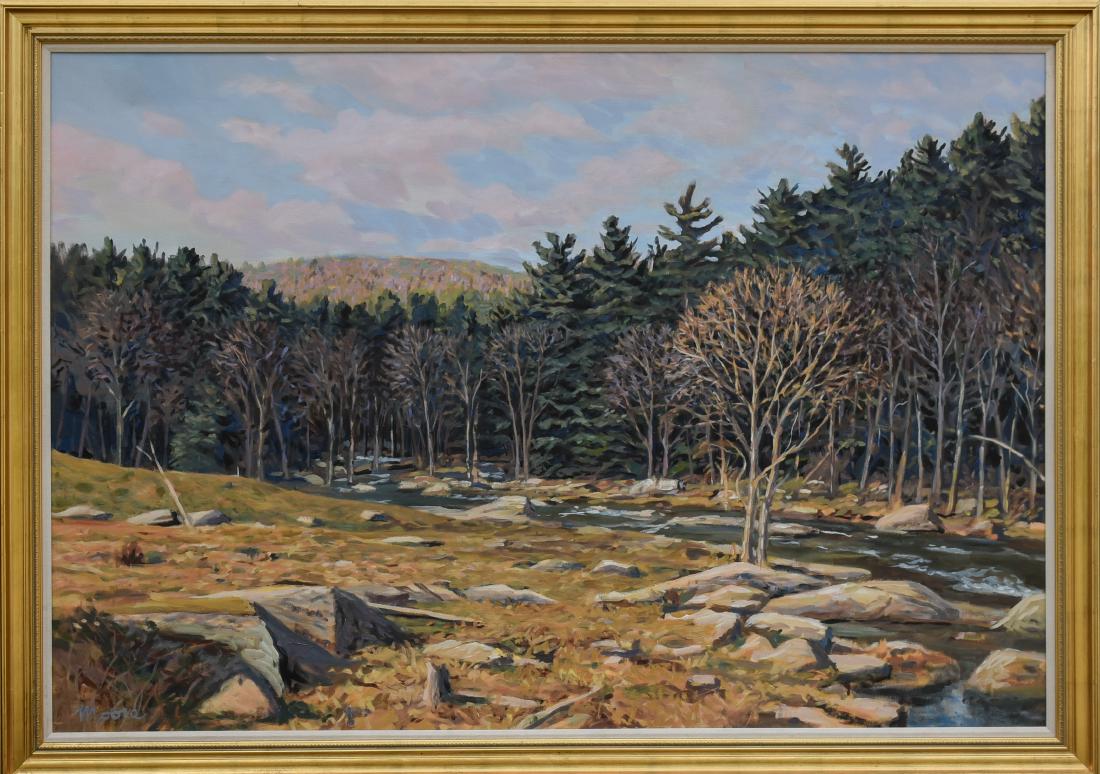 Moore, Scott, oil on canvas "Marsh Stream": Moore, Scott (American, b 1953), oil on canvas "Marsh Stream", 48" x 70", framed 55" x 77" O486