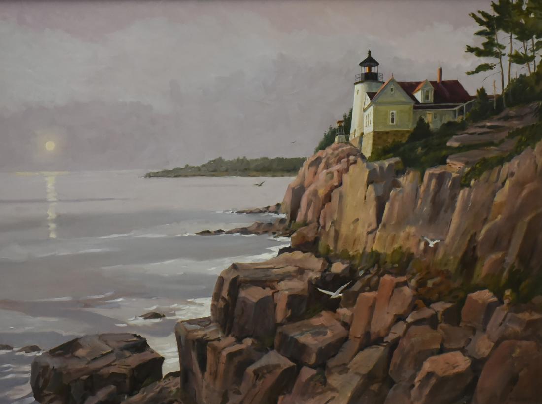 Kubitz, Frederick, oil on board "Bass Harbor Light" (1 of 3)