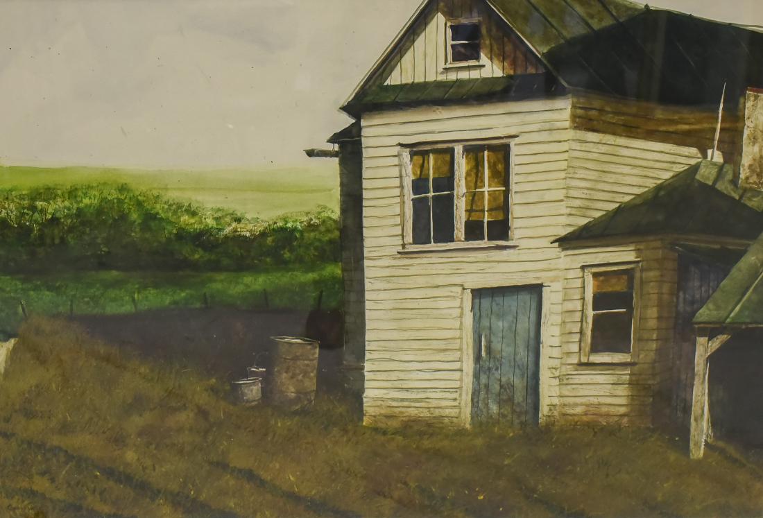 Genther, Gary, watercolor "Rain Barrels" (1 of 2)