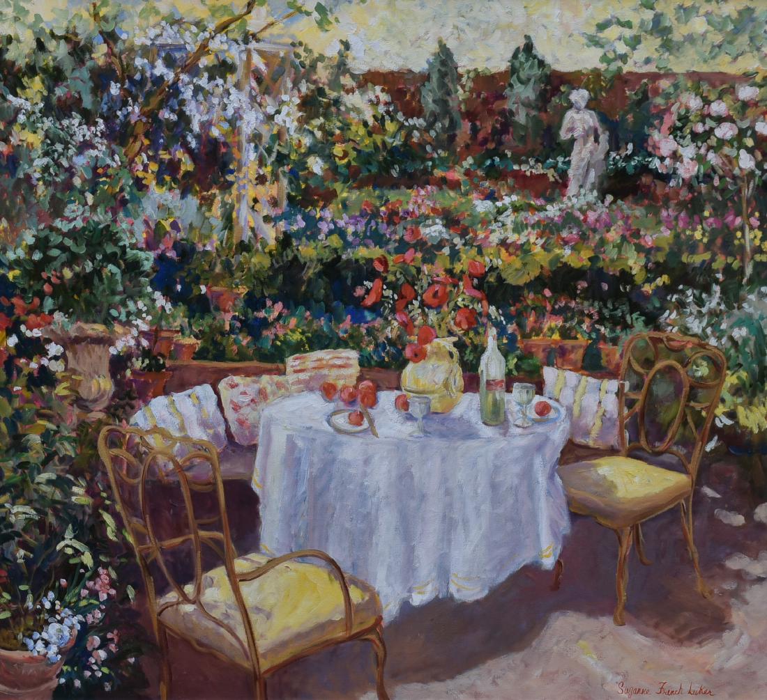 Luker, Suzanne French, oil on canvas "Walled Garden" (1 of 3)