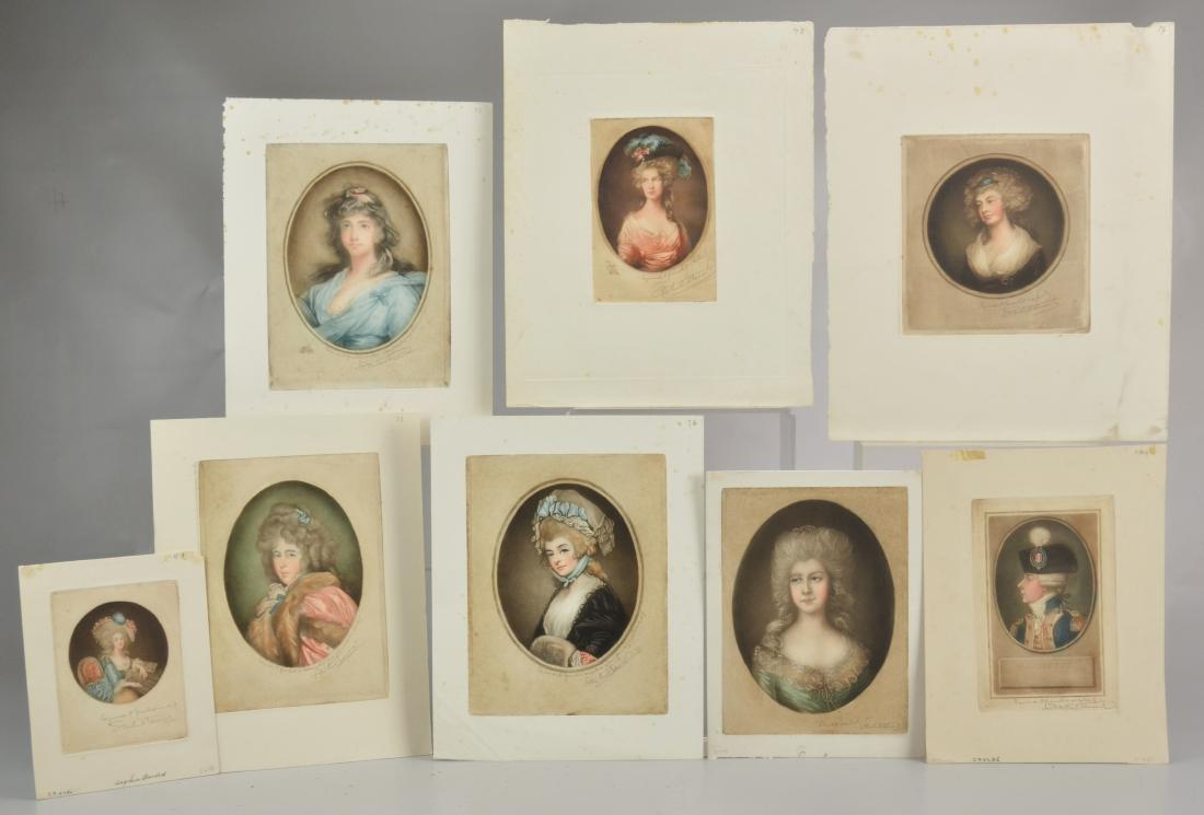 Samuel Arlent Edwards (English, 1861-1938), (8) color: Samuel Arlent Edwards (English, 1861-1938), (8) color mezzotint portraits on paper, each pencil signed, largest 13-1/4" x 11" sheet, all unframed