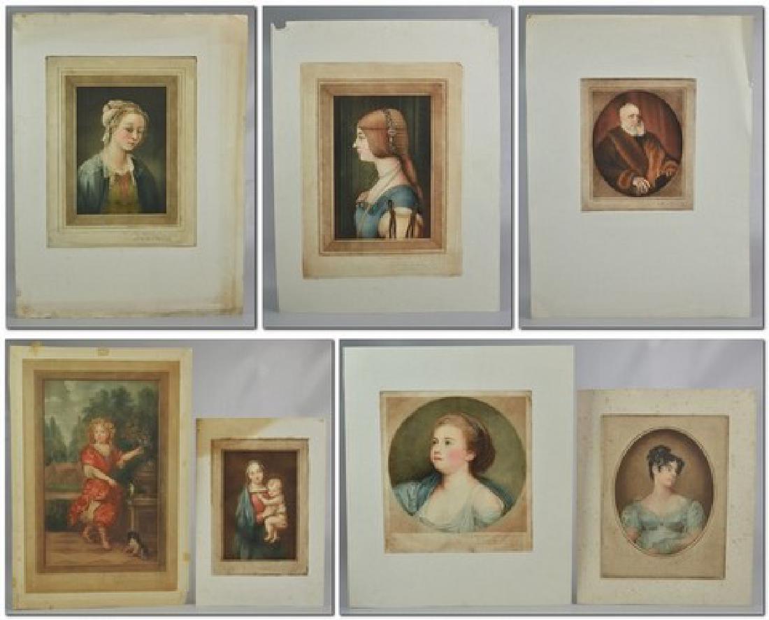 Samuel Arlent Edwards (English, 1861-1938), (7) color: Samuel Arlent Edwards (English, 1861-1938), (7) color mezzotint portraits on paper, each pencil signed, largest 26" x 19-3/4" sheet