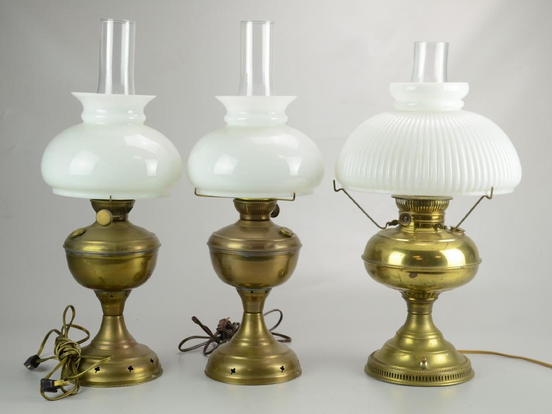 (3) Electrified Brass Lamps: (1) Electrified Brass Rayo Lamp, (2) Electrified Brass (21" h)