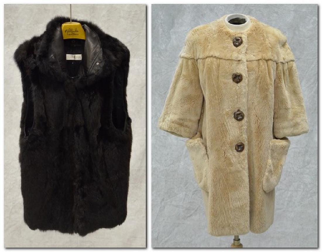1960's Carmel Beaver Coat and Vest: Vintage carmel colored beaver coat with cropped flare sleeves and large wooden buttons. 2 front pockets need re-stitched but in good vintage condition. 34" shoulders, 40" bust, 36" from shoulder to he