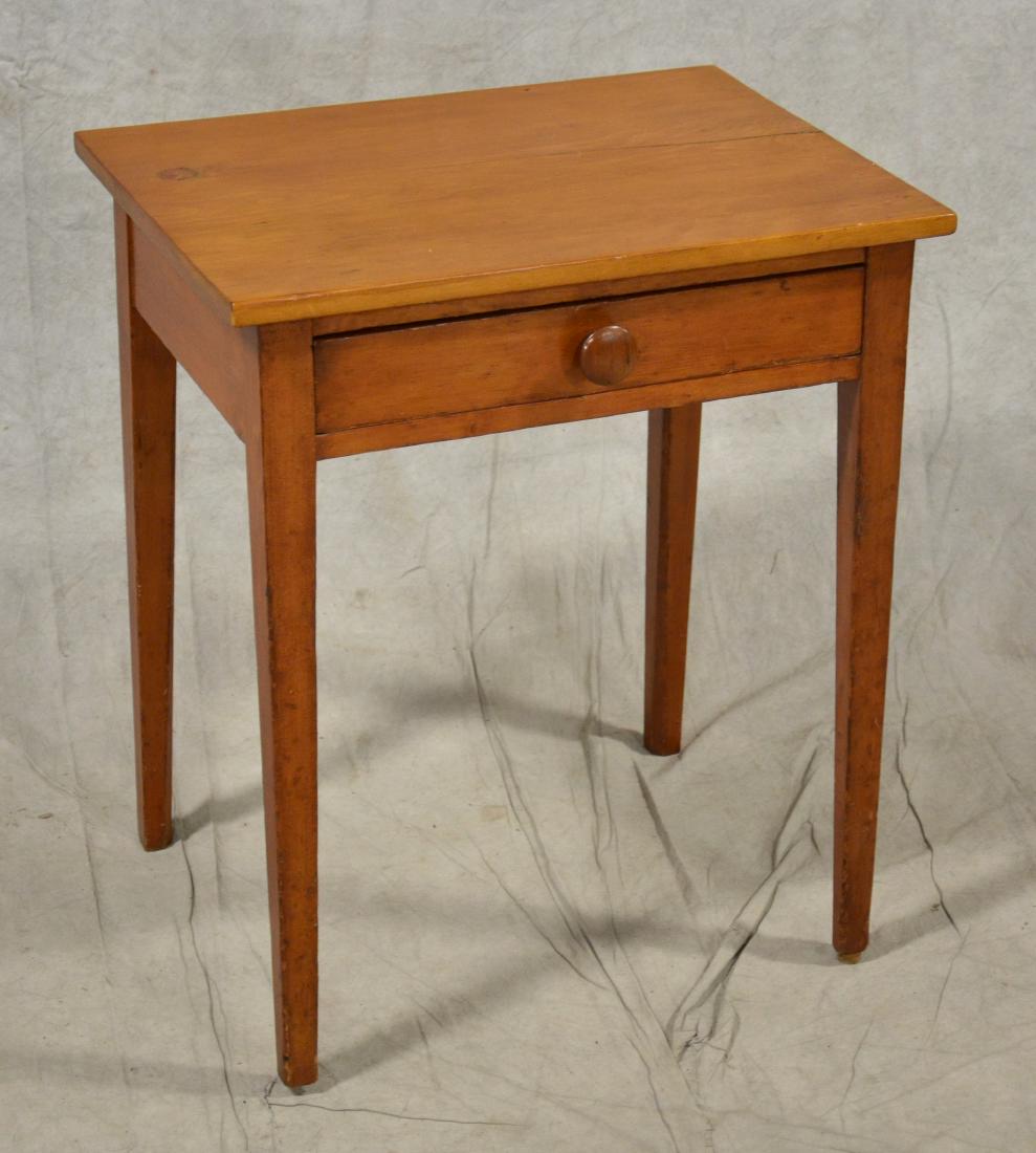 Hepplewhite softwood one drawer stand, early 19th c: Hepplewhite softwood one drawer stand, early 19th c, wood pull, Height 29-1/2", width 25", depth 18-3/4"