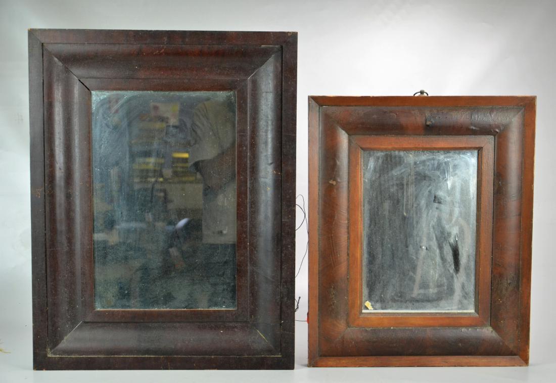 (2) Ogee Mirrors: (2) Ogee mirrors, 22" x 18" and 27" x 21", smaller has veneer losses