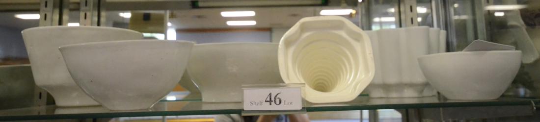 Shelf #46 - (6) Ironstone Molds: Shelf #46 - (6) Ironstone molds including (2) marked "Booths", largest 5"h