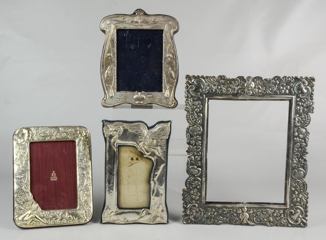 (4) Sterling Silver Picture Frames: (4) Sterling Silver Picture Frames Including Cunill (Largest Measuring 13" l x 10-1/2" w, Inner 8-3/4"l x 6-1/2" w)