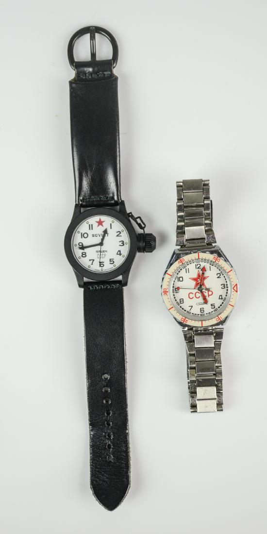 Two Russian Soviet Watches: Gruen Soviet CCCP Watch, Russian CCCP Watch Model 122550