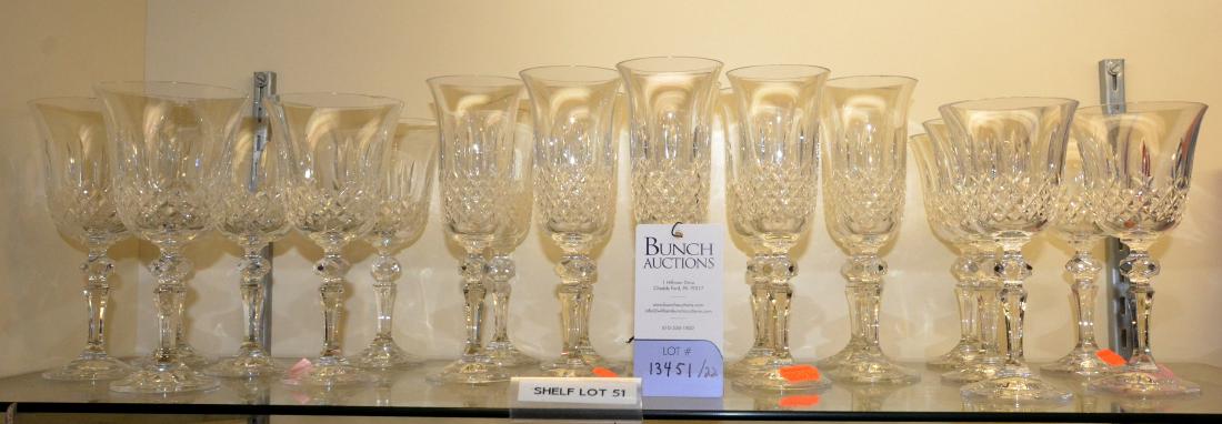 Shelf #51 - (22) Piece Crystal Stemware: Shelf #51 - (22) Piece Crystal Stemware Including Wine Goblets and Champagne Flutes