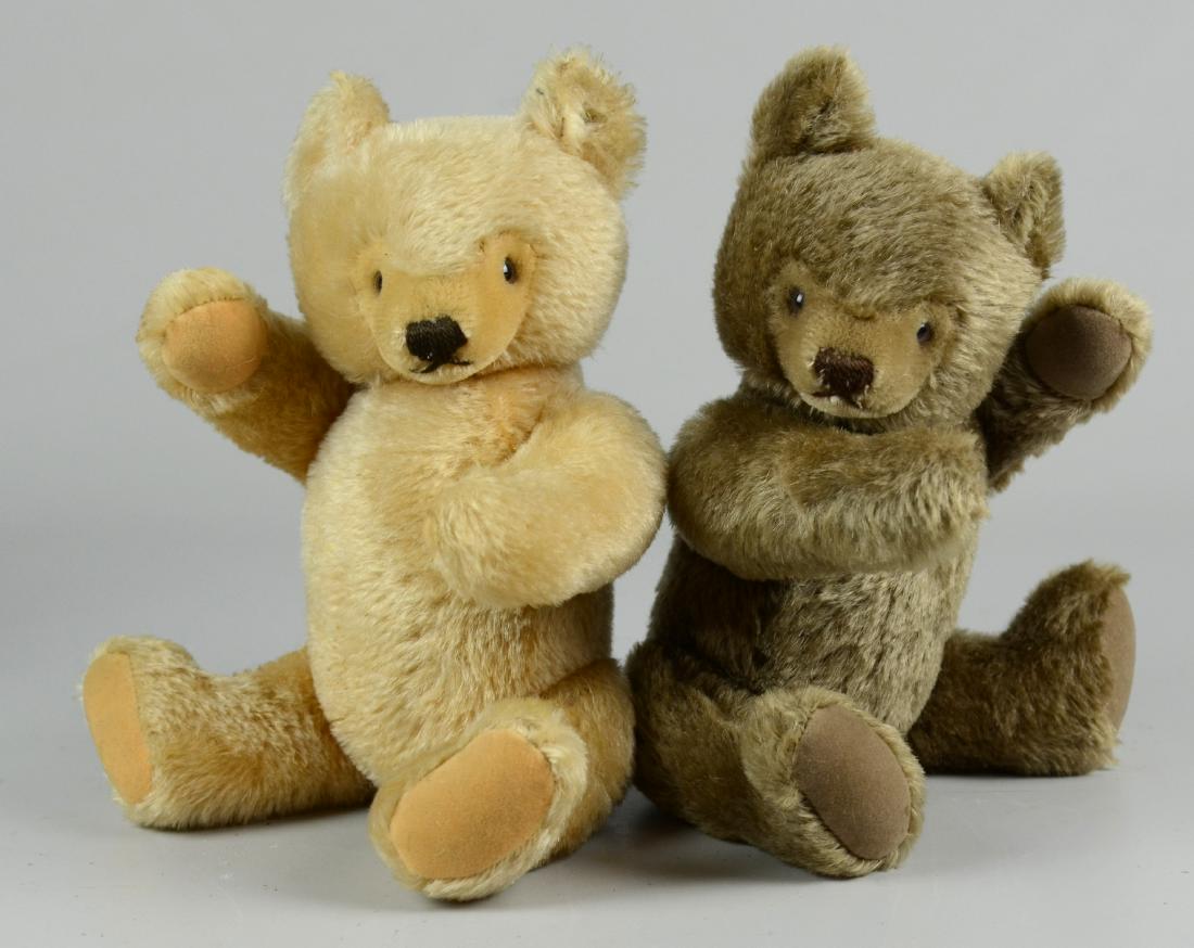(2) Steiff Plush Articulated Bears: (2) Steiff plush articulated bears, each with ear button, no tags, 13" h