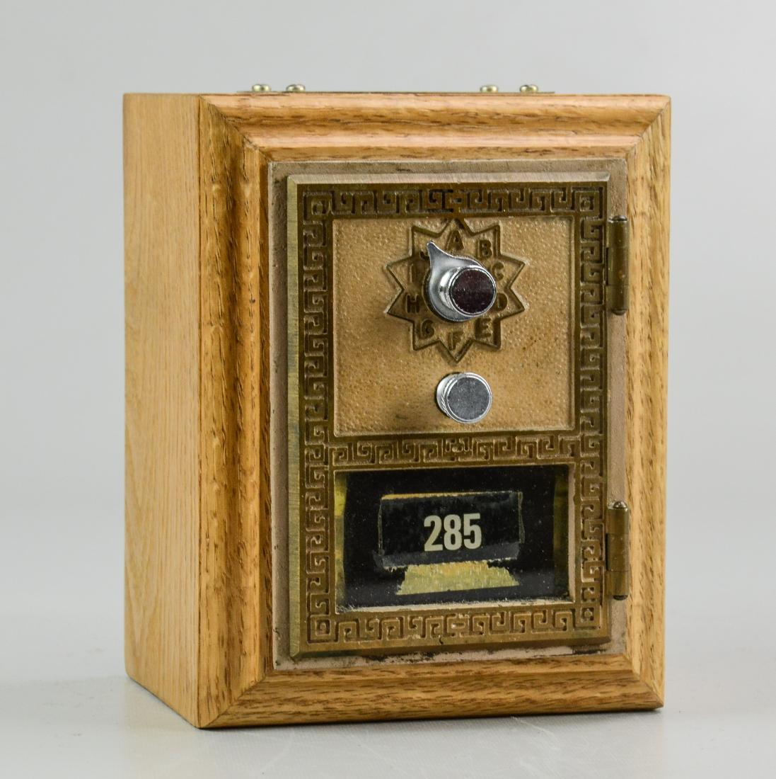 Post Office Mailbox Bank: Post Office Mailbox Bank with Combination (On Bottom), (Measures 5" l x 5" w x 6-1/2" h)