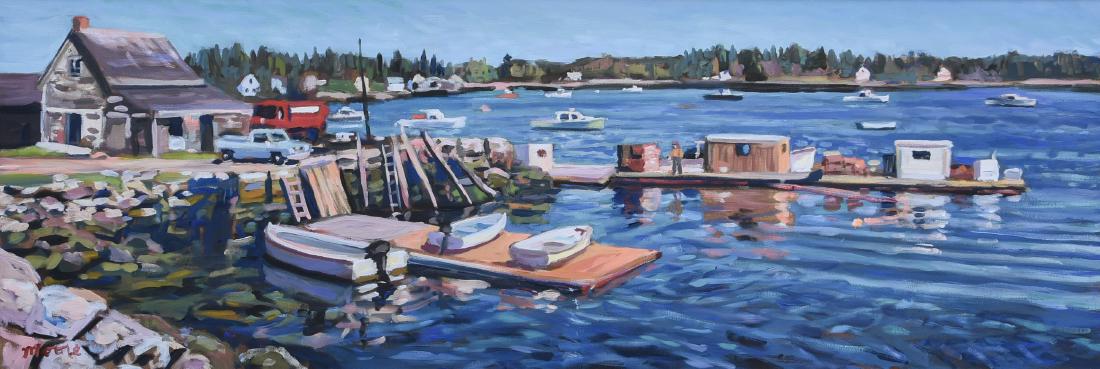 Moore, Scott, oil on canvas "New England Harbor Scene" (1 of 4)