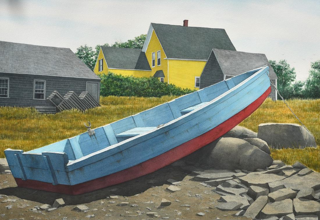 Dunham, Gregory, watercolor "Blue Skiff, Cape Porpoise" (1 of 3)