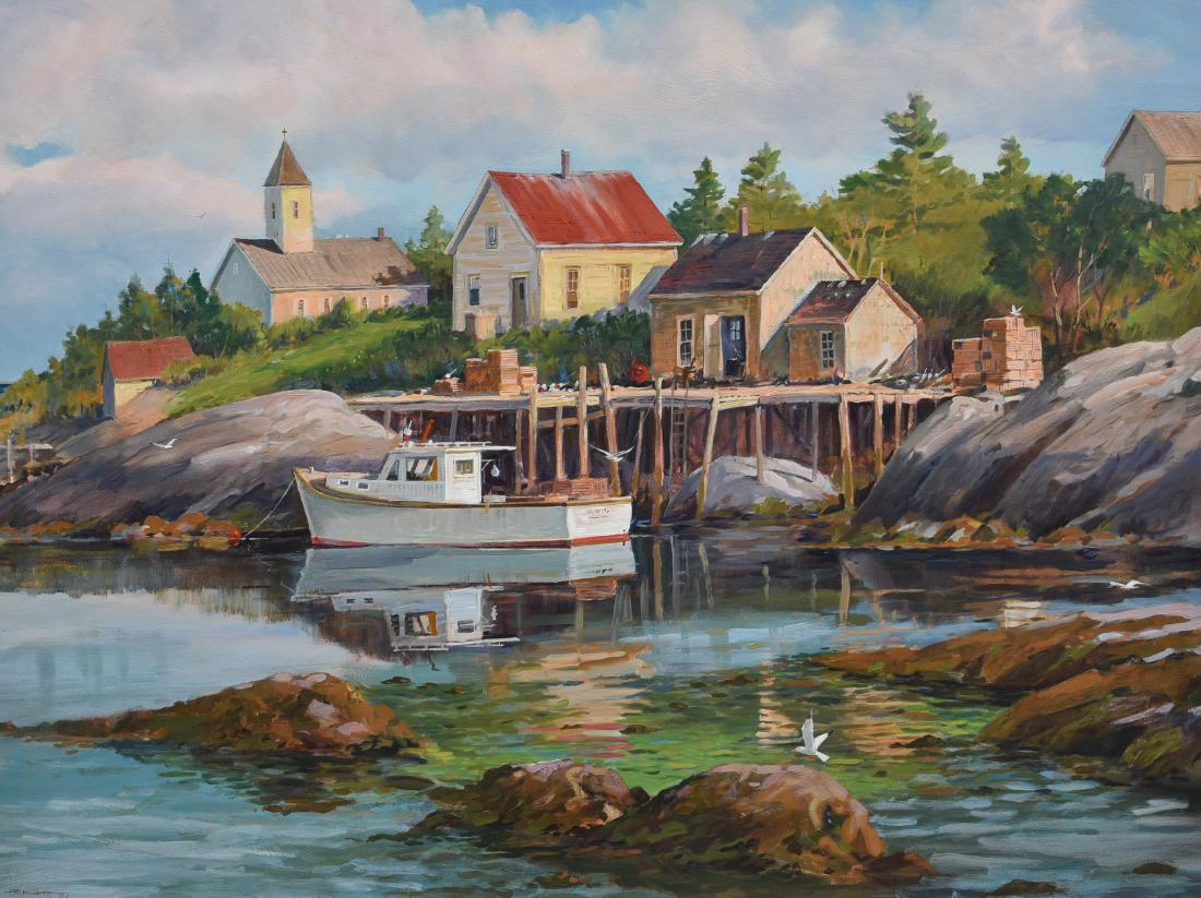Kubitz, Frederick oil on canvas "Lobsterman's Wharf" (1 of 4)