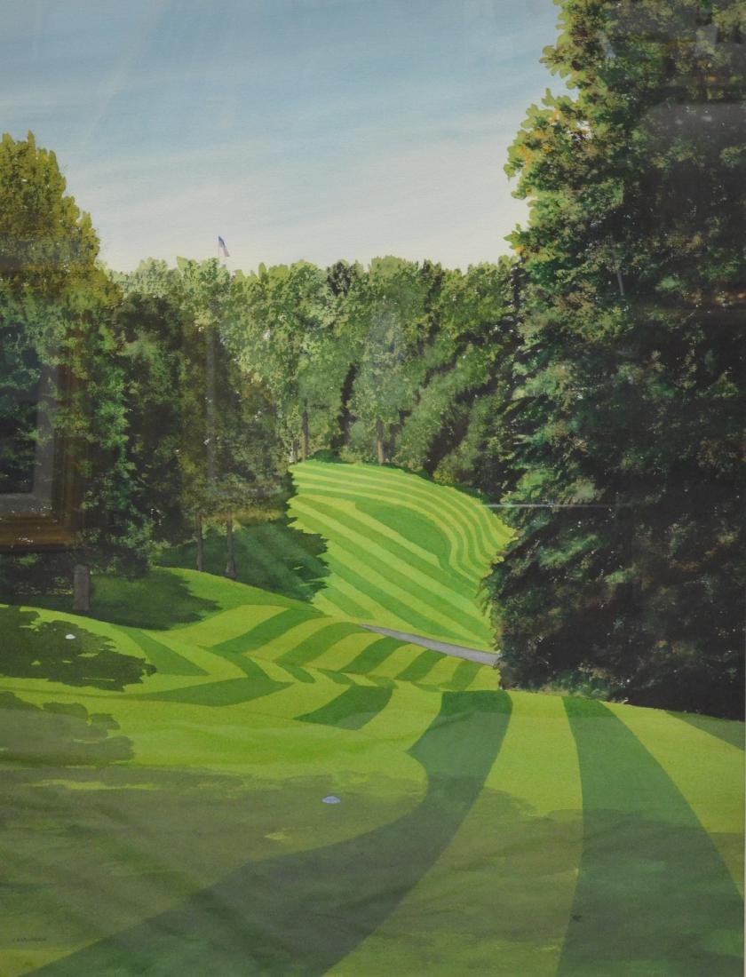 Newnam, Thomas A., watercolor "Hilltop View of Hole 9" (1 of 3)
