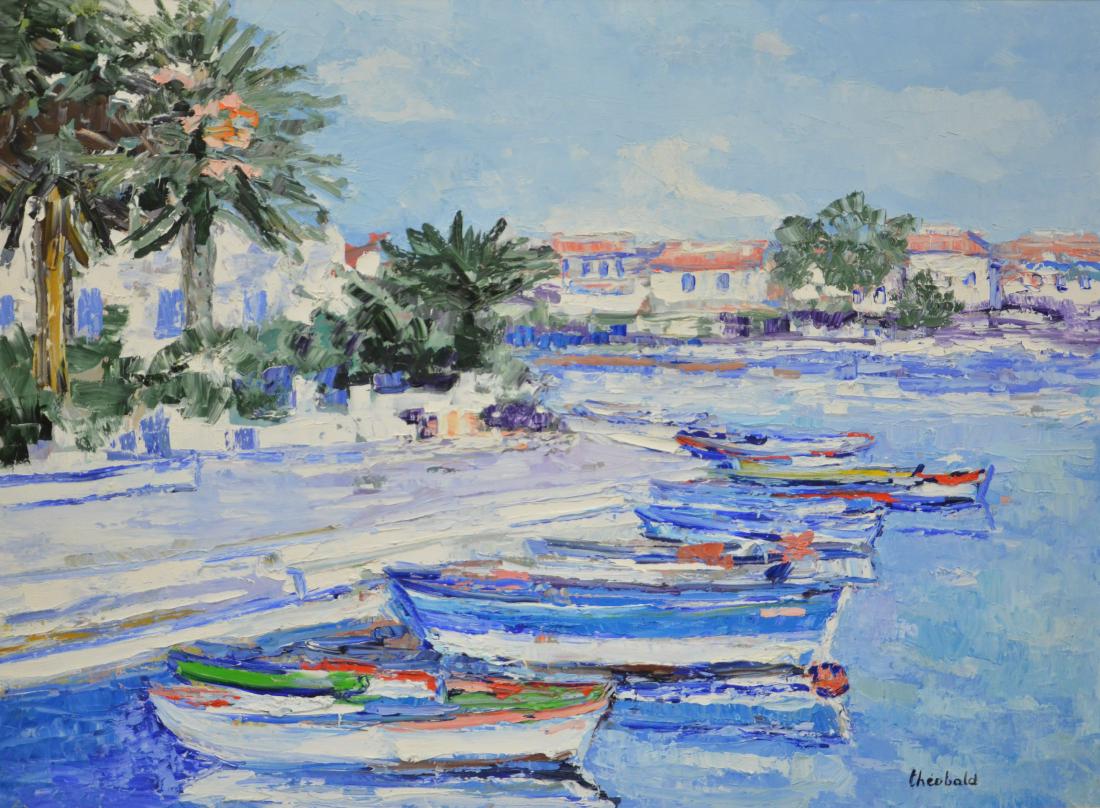 Theobald, Renee, oil on canvas "Petit Port En Grece" (1 of 5)