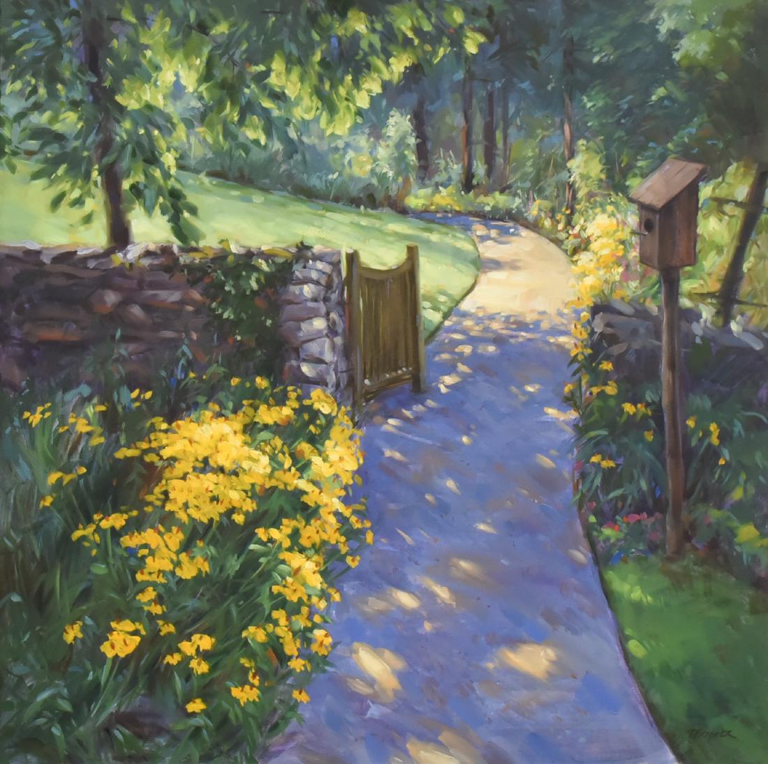 T. Fricker, oil on canvas "Garden Path" (1 of 3)