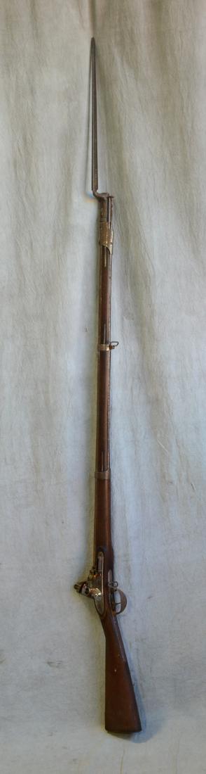 Replica US Model 1820 flintlock musket: Replica US Model 1820 flintlock musket, lock marked "US 1820 V.Forge W.L. Evans", with bayonet, 57 1/2"overall , plus bayonet 19", surface rust throughout