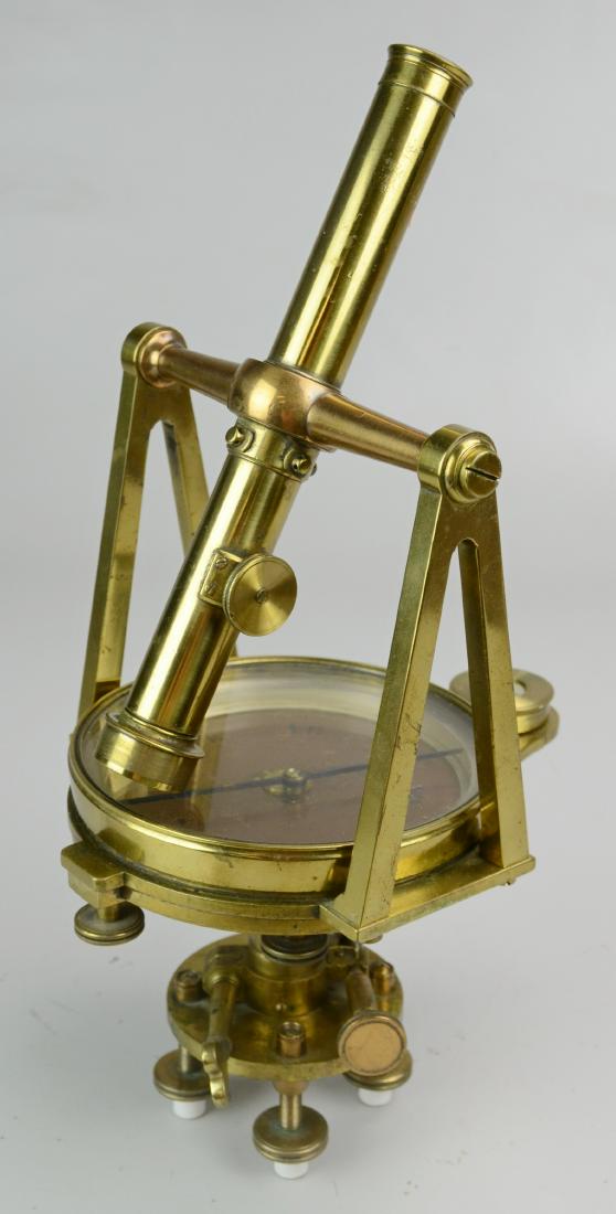 William J Young Philadelphia brass surveyors transit: William J Young Philadelphia brass surveyors transit, c 1850-70, 6" compass, 9 3/4" scope