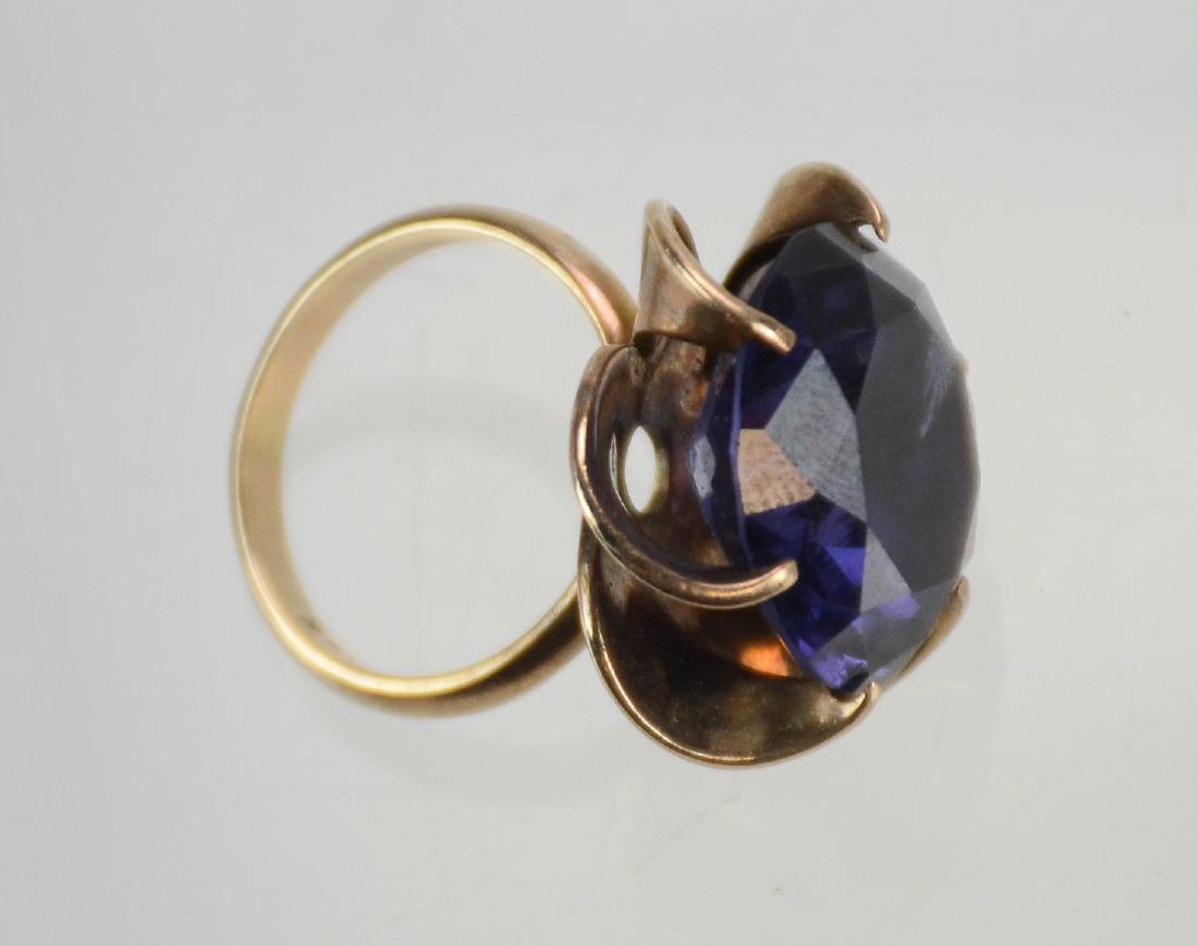14k Gold Amethyst Ring: 14k Gold Amethyst Ring, faceted stone about 11/16" d, Size 5-1/2 (7.2 Dwt Total Weight)