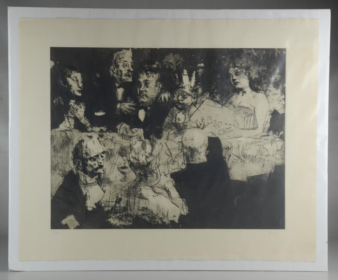 Jack Levine Lithograph "Election Night": Jack Levine (American, 1915-2020) lithograph, "Election Night", pencil signed "J. Levine", edition 19/120, 19-1/2" x 25-1/8" plate, 25-3/4" x 31-3/4" sheet, very good condition