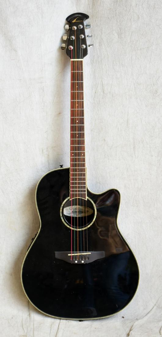 Ovation Celebrity Acoustic Electric Guitar: Ovation Celebrity 6-string acoustic electric guitar, A Kaman Music Product, OP-4BT controls, round bowl back, model GC 057, 41-1/2" l, very good condition