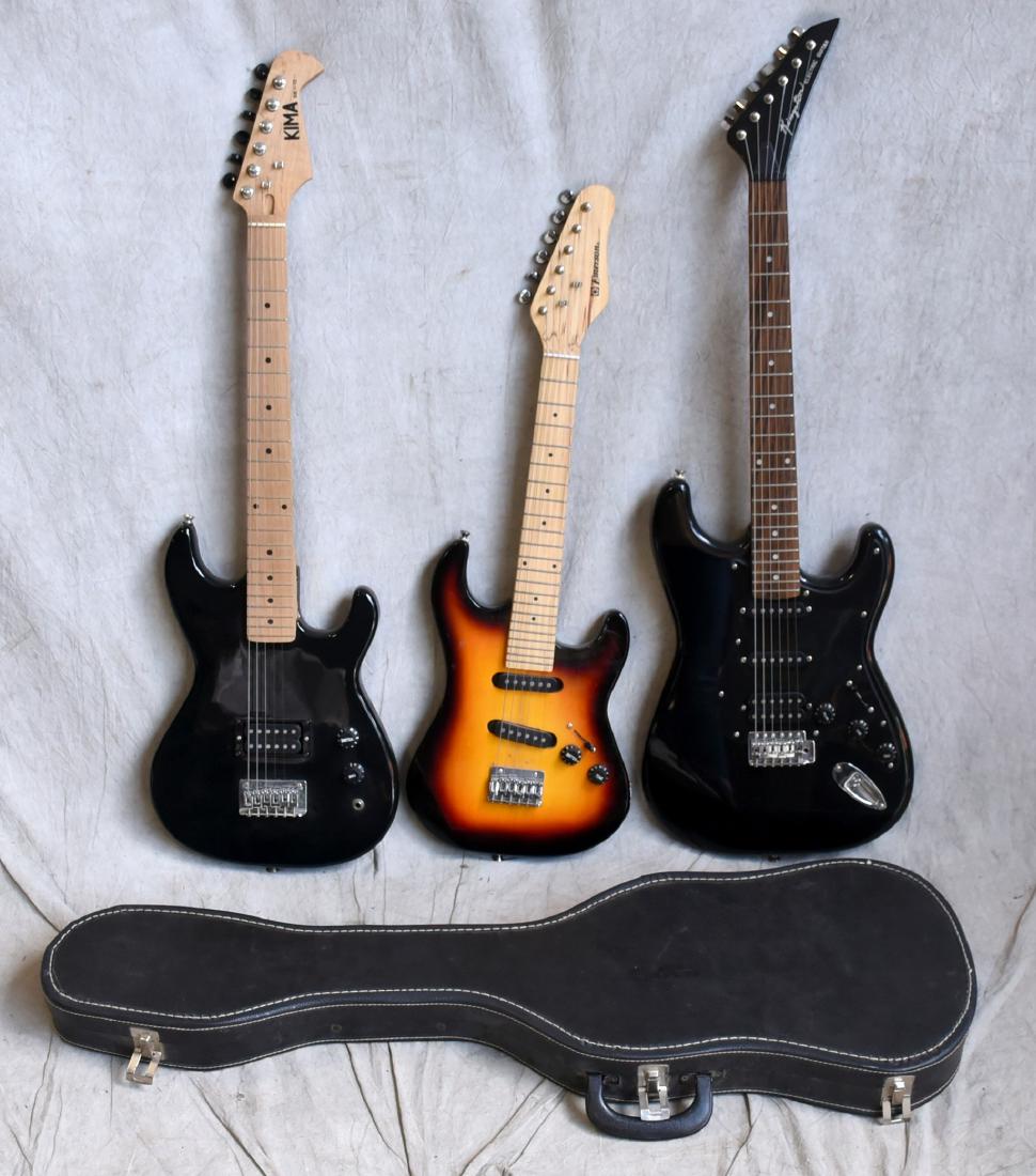(3) Electric Guitars: (3) Electric Guitars, including Emerson (31-1/2" l), Kingston serial number 9300117 (38" l), Kima SE-12 in cardboard case (37-1/2" l)