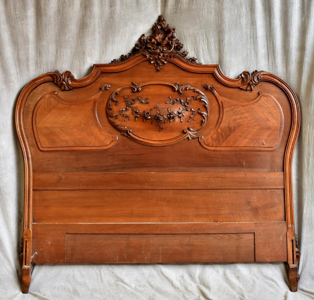 Louis XV style carved walnut headboard only , 58"h x: Louis XV style carved walnut headboard only , 58"h x 65"w, can work with queen bed frame/bedding