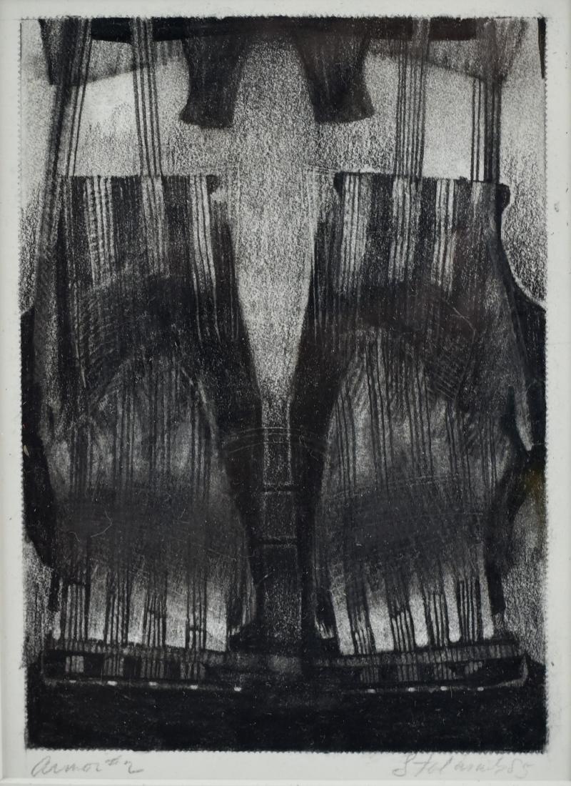 Stephen Talasnik Drawing "Armor #2": Stephen Talasnik, 20th C. American, drawing "Armor #2", graphite on paper, pencil signed "S. Talisnik", gallery label on back, 7" x 5" image, framed size 15-3/4" x 11-3/4", very good condition