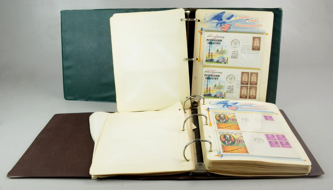 (2) Stamp Binders First Day Covers: (2) Stamp binders, First Day Covers 1942-1960, including WWII, Masons, Smithsonian Institution, Polio, state anniversaries