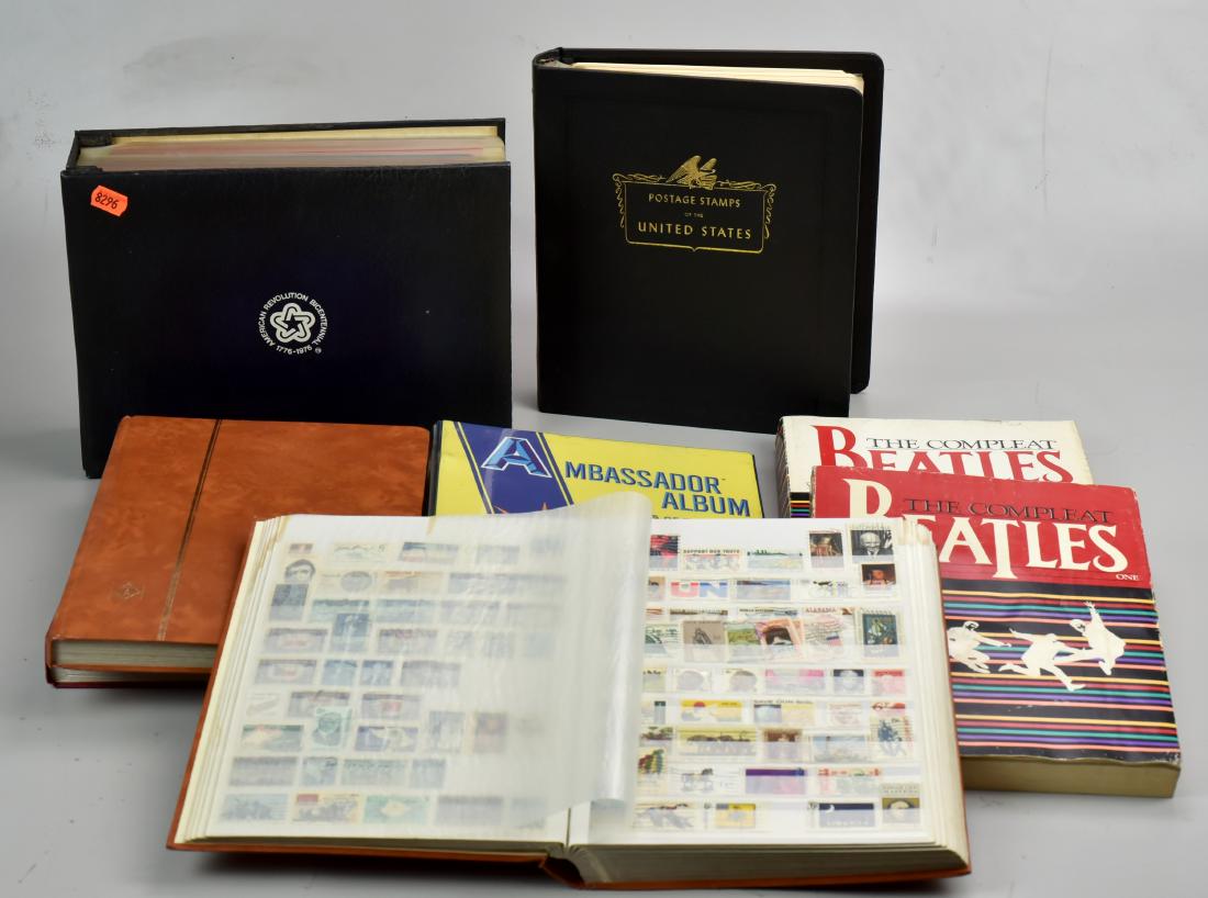 (6) Binder of Stamps Including First Day Issues and: (6) Binder of Stamps Including First Day Issues and Stamps from Foreign Countries, The Complete Beatles Books Vol 1 and 2
