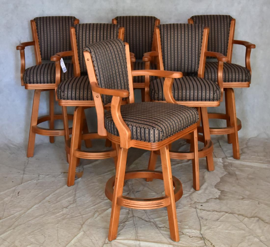 (6) Swivel bar stools: (6) Swivel bar stools, upholstered seats and backs, 44-1/2"h, seat height 30"h
