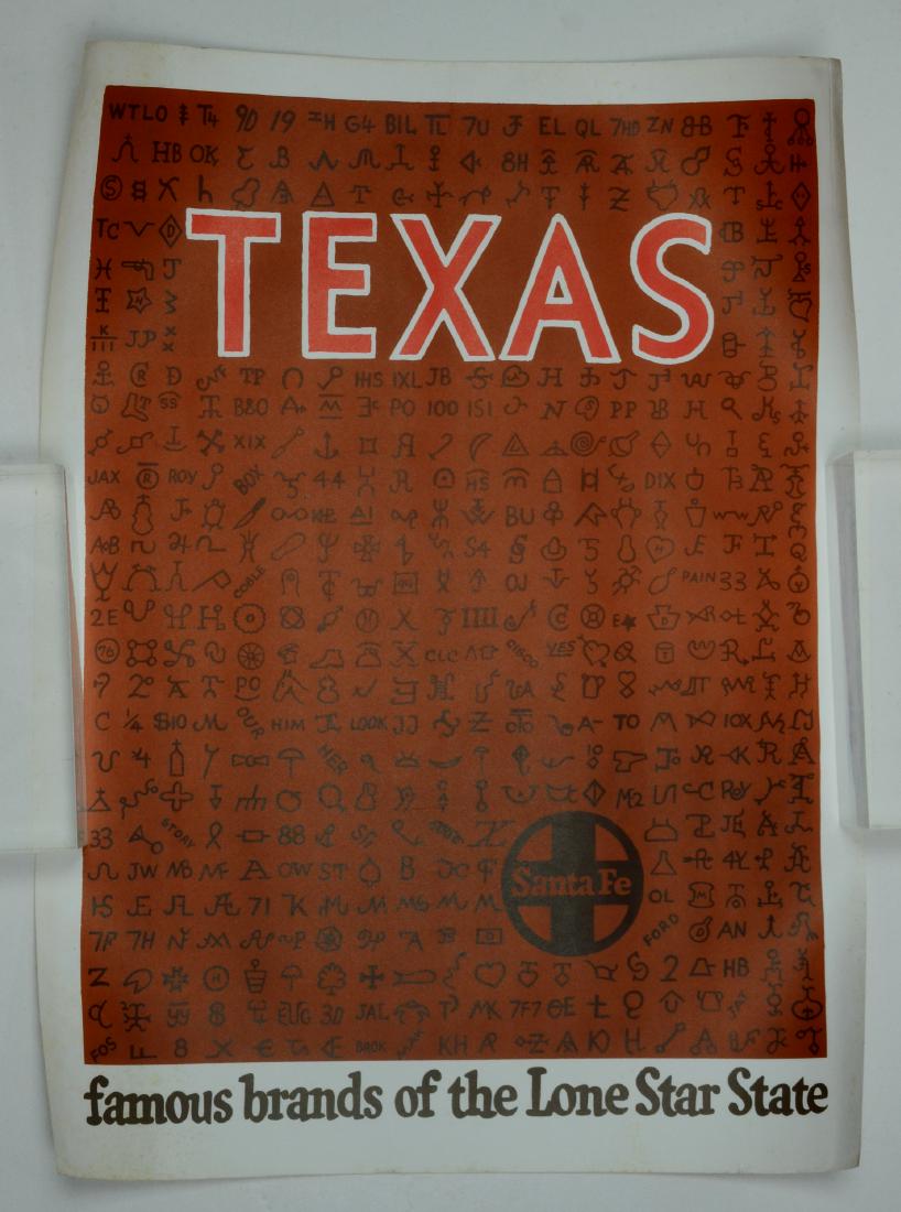 Santa Fe Railroad Poster "Texas": Santa Fe Railroad poster "Texas", original poster, lithograph on paper, 24" x 18", good condition, light foxing in margins and back, minor tears on bottom