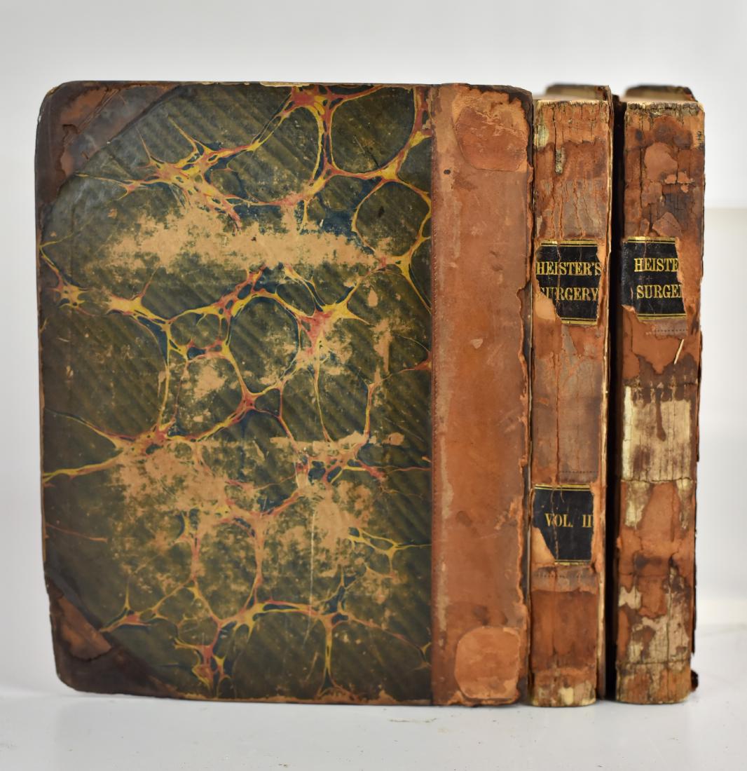 Laurence Heister, "A General System of Surgery": Laurence Heister, "A General System of Surgery" (London, for J Whiston and others 1757); 2 vols in 4to; contemporary calf, no front panel; Sixth Edition of the landmark illustrated surgical treatise t