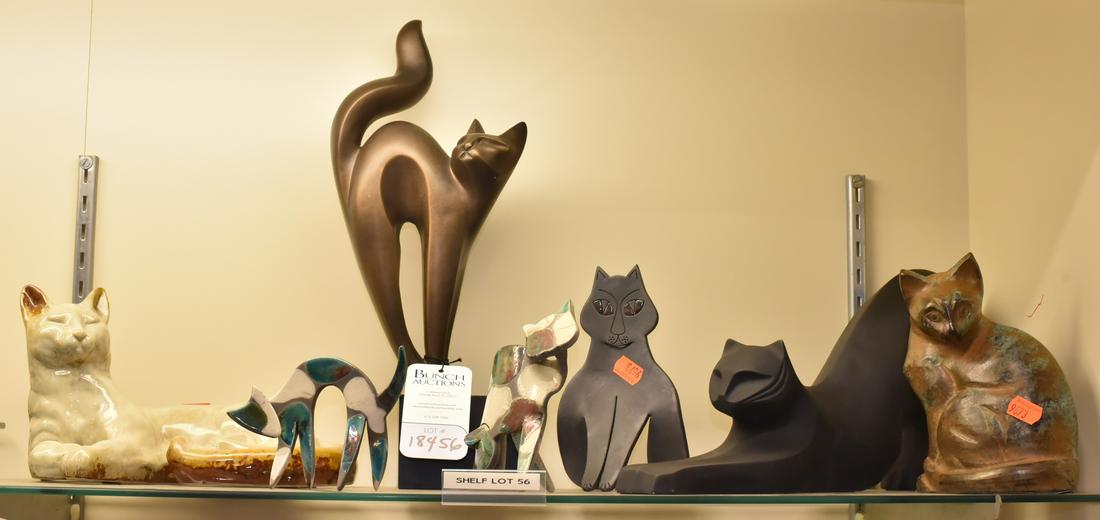 Shelf #56 - Stylized Decorative Art Cats Lot: Shelf #56 - Stylized decorative art cats lot