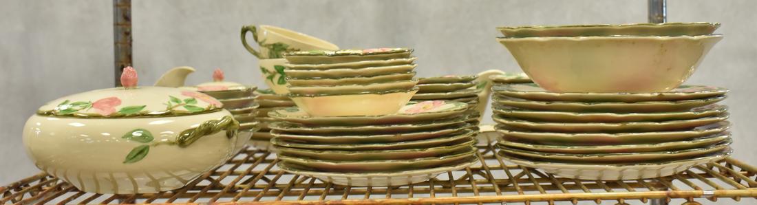 (60) Pcs Franciscan Ware Desert Rose Pattern Dinnerware: (60) Pcs Franciscan Ware Dinnerware, Desert Rose Pattern, c/o (8) Dinner Plates, (7) Salad Plates, (11) B and B Plates, (7) Soup Bowls, (6) Fruit Bowls, (6) Cereal Bowls, (2) Teacups, (7) Saucers, (1)