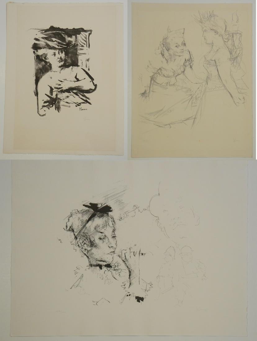 Jack Levine (American, 1915-2010) (3) lithographs of: Jack Levine (American, 1915-2010) (3) lithographs of young women, pencil signed "J. Levine", 27-3/4" x 22-3/4" sheet, good condition