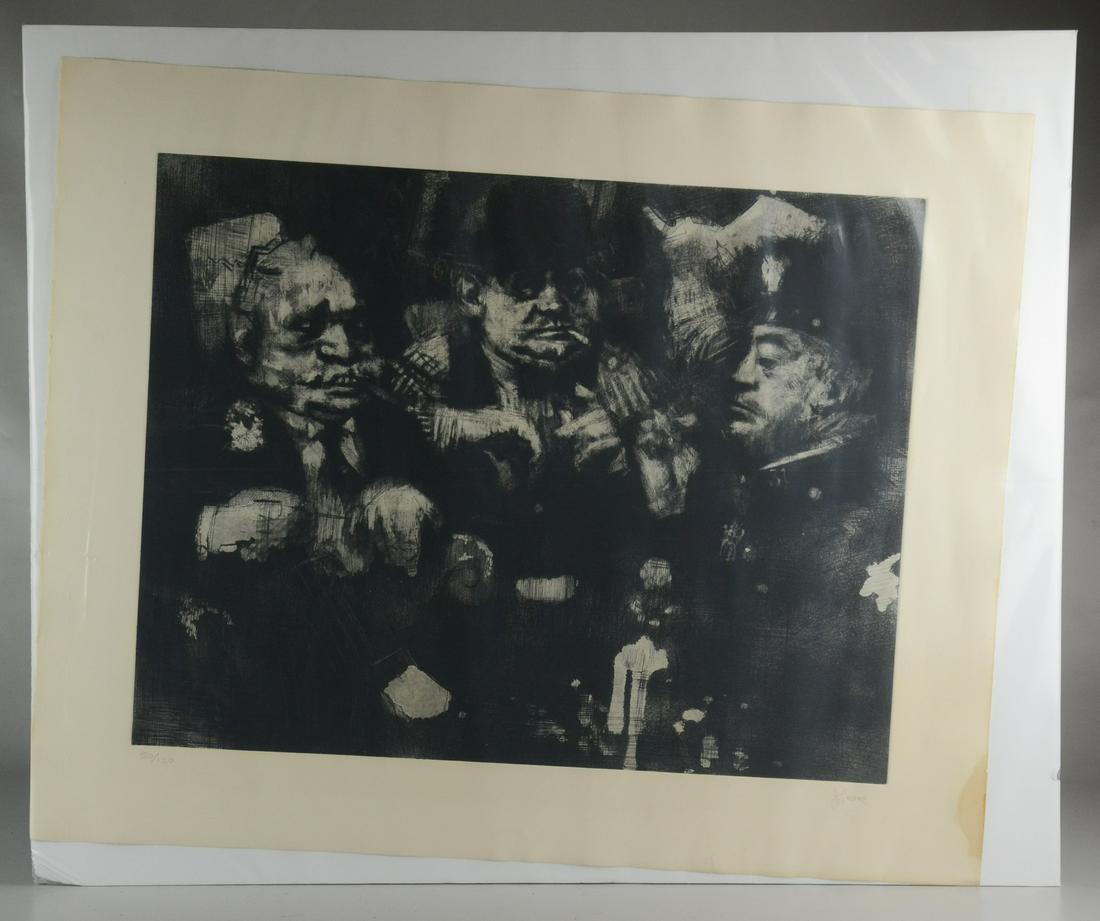 Jack Levine (American, 1915-2020) lithograph "The Feast: Jack Levine (American, 1915-2020) lithograph "The Feast of Pure Reason", pencil signed "J. Levine", edition 50/120, 19-1/2" x 25-1/8" plate, 25-5/8" x 31-3/4" sheet, very good condition, stain in marg
