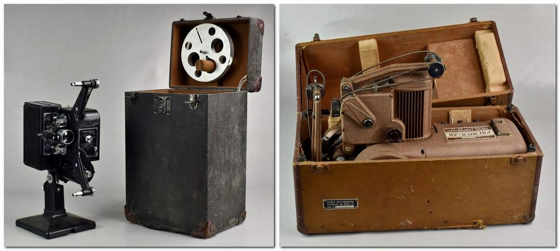 (2) Projectors: Ampro Amprosound Projector Premier 20 with Box (Box Measures (21-1/2" l x 9-1/2" w x 17-1/2" h), Kodascope Model G Projector (11" l x 8-1/2" w x 19" h)