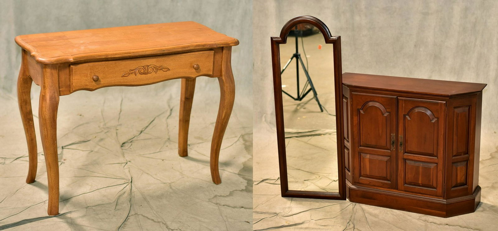 Ethan Allen Sheffield cabinet w/ mirror, washed walnut (1 of 1)