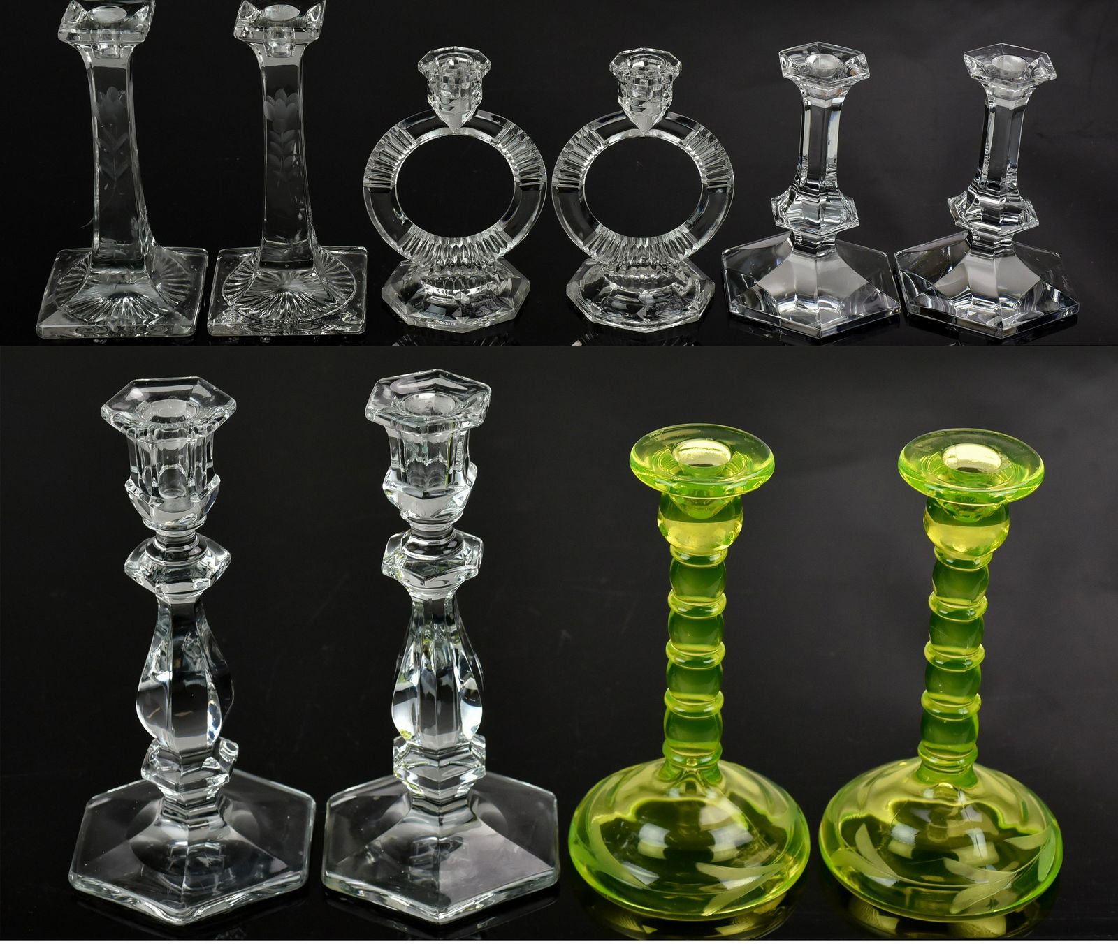 (5) Pair of Glass Candlesticks (1 of 4)