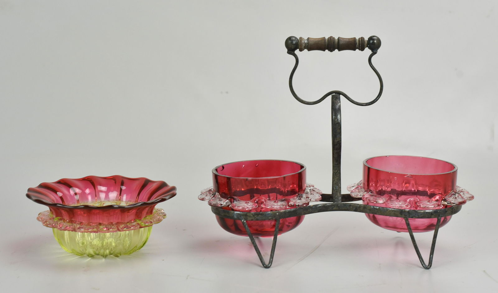 (2) Pcs Victorian Art Glass with Applied Decoration (1 of 1)