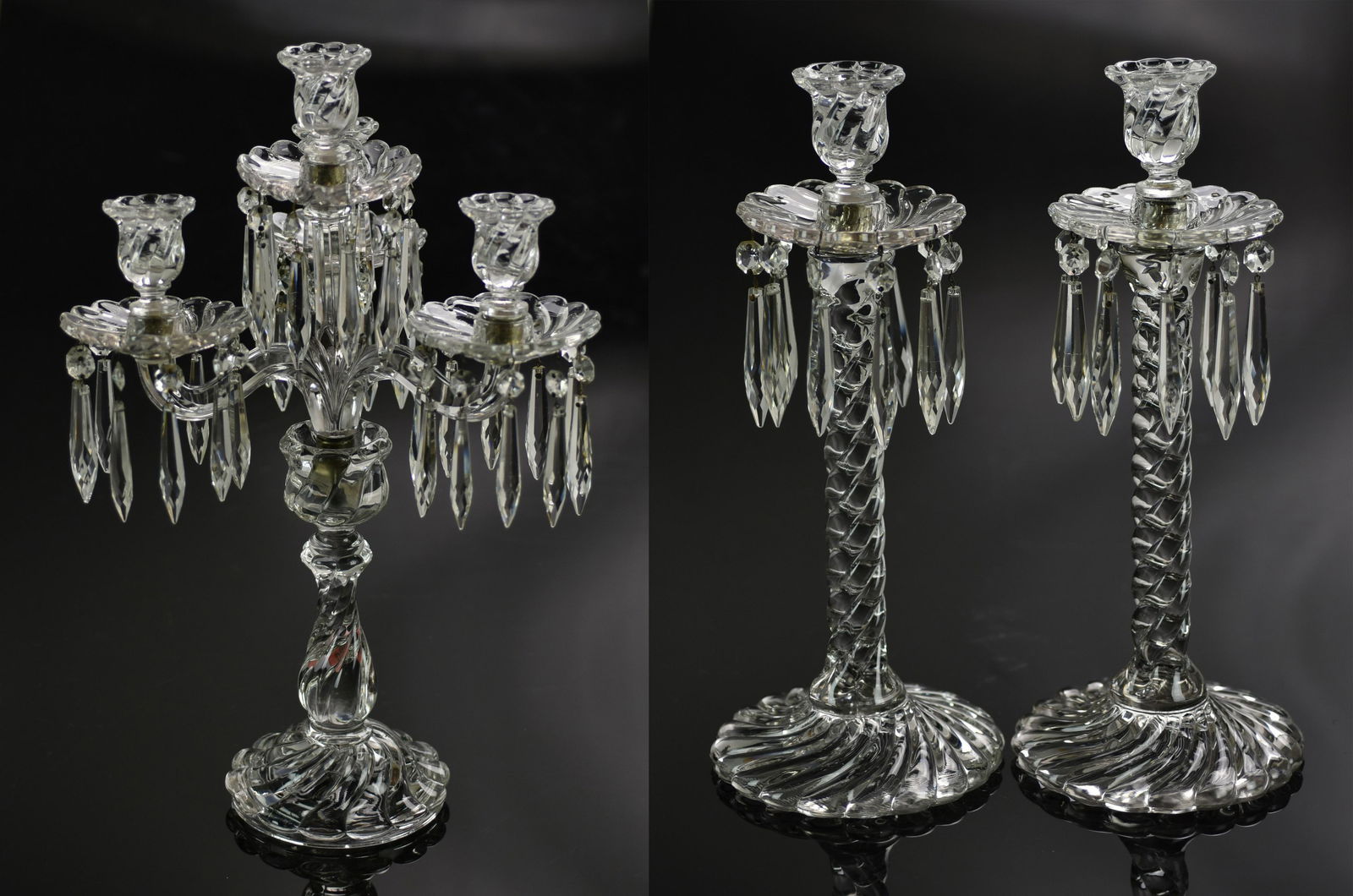 Swirl Glass Candelabra and Candle Sticks (1 of 3)