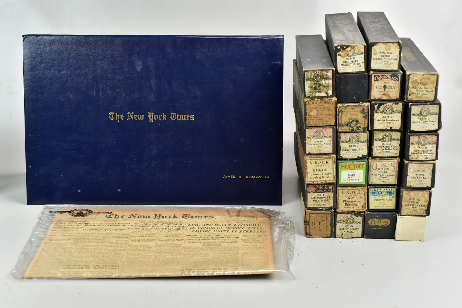 (26) Piano Rolls and New York Times Newspaper: (26) Piano Rolls Including QRS, A.K.O.K, Kalyuga, New York Times Historic Newspaper