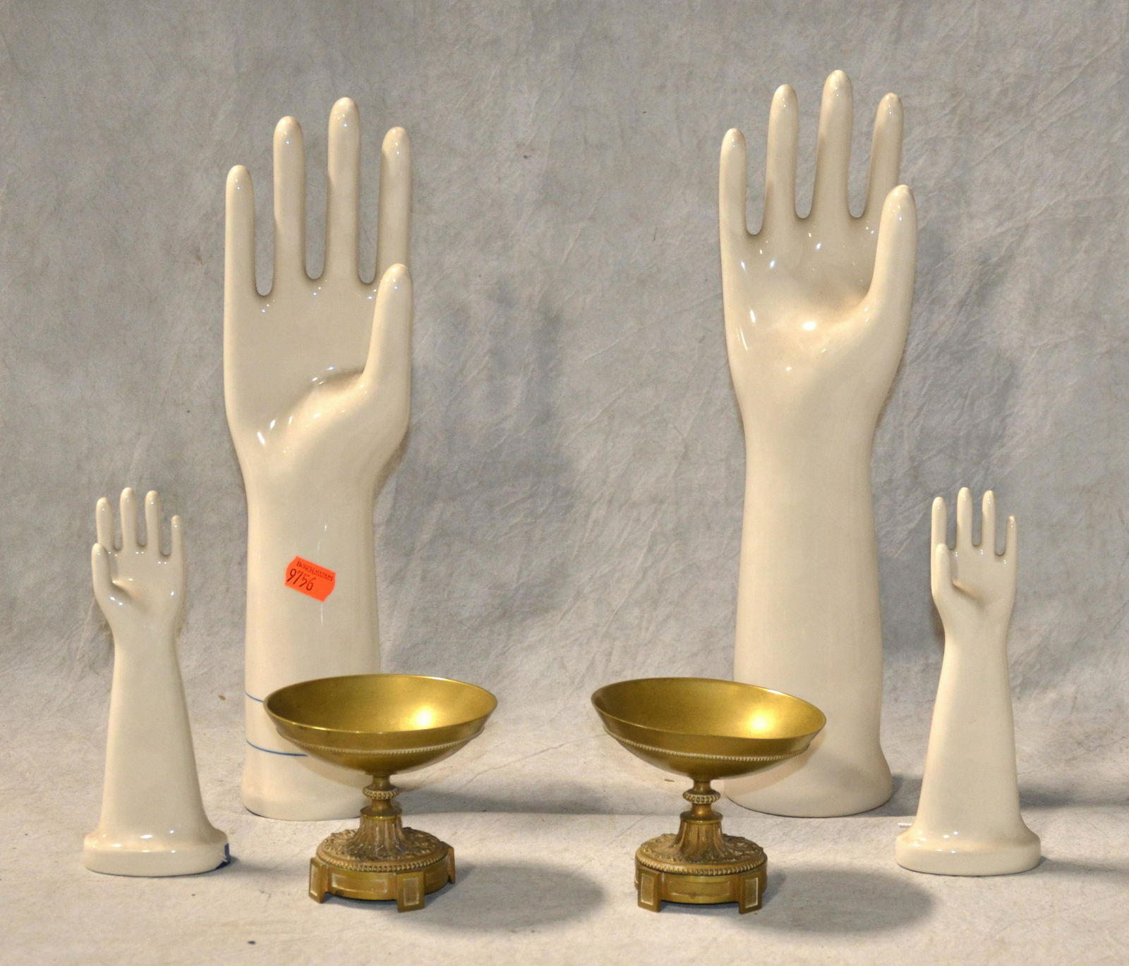 (2) Pair Glove Molds and (2) Brass Tazze (1 of 1)