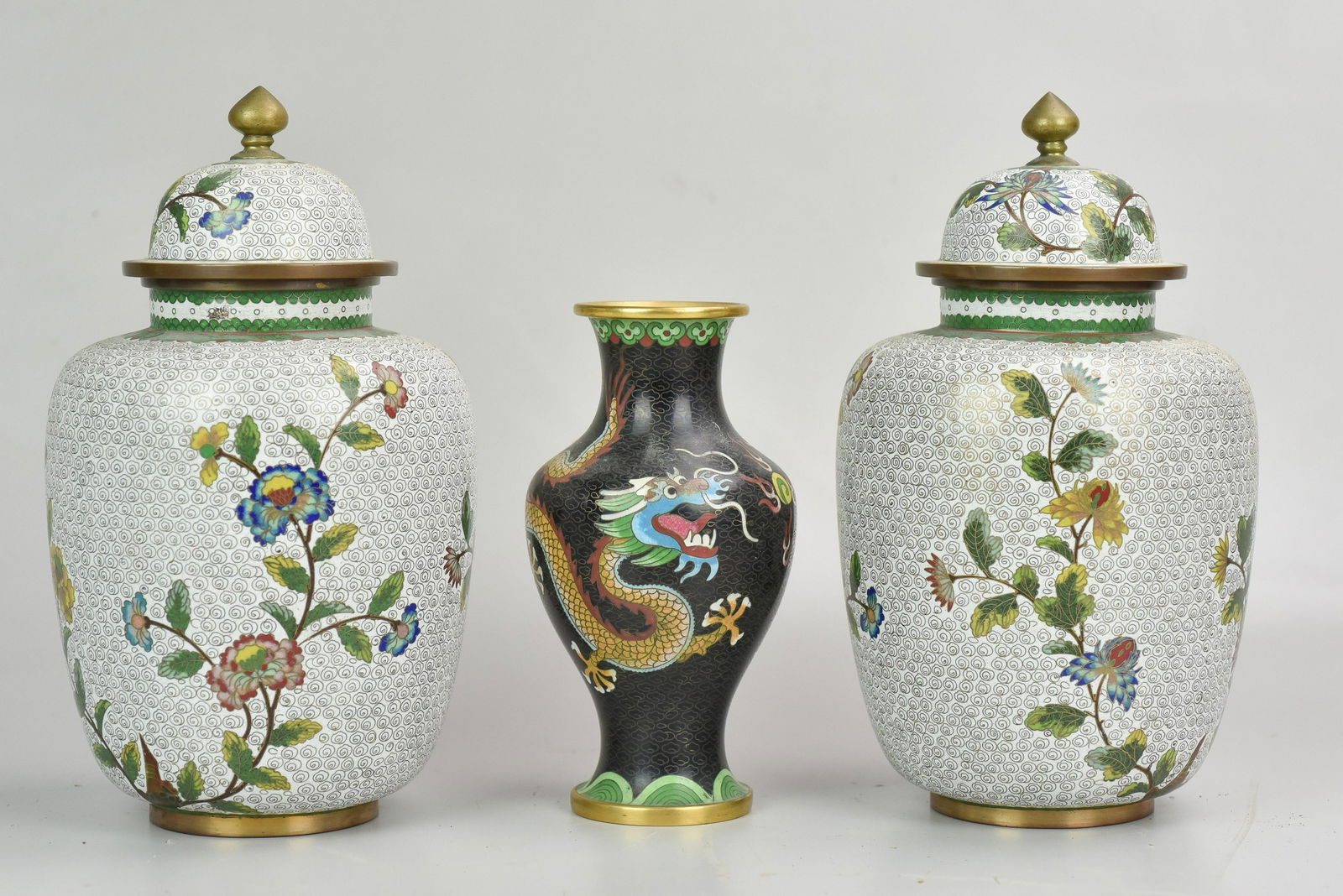 (3) Pcs Chinese Cloisonne (1 of 2)