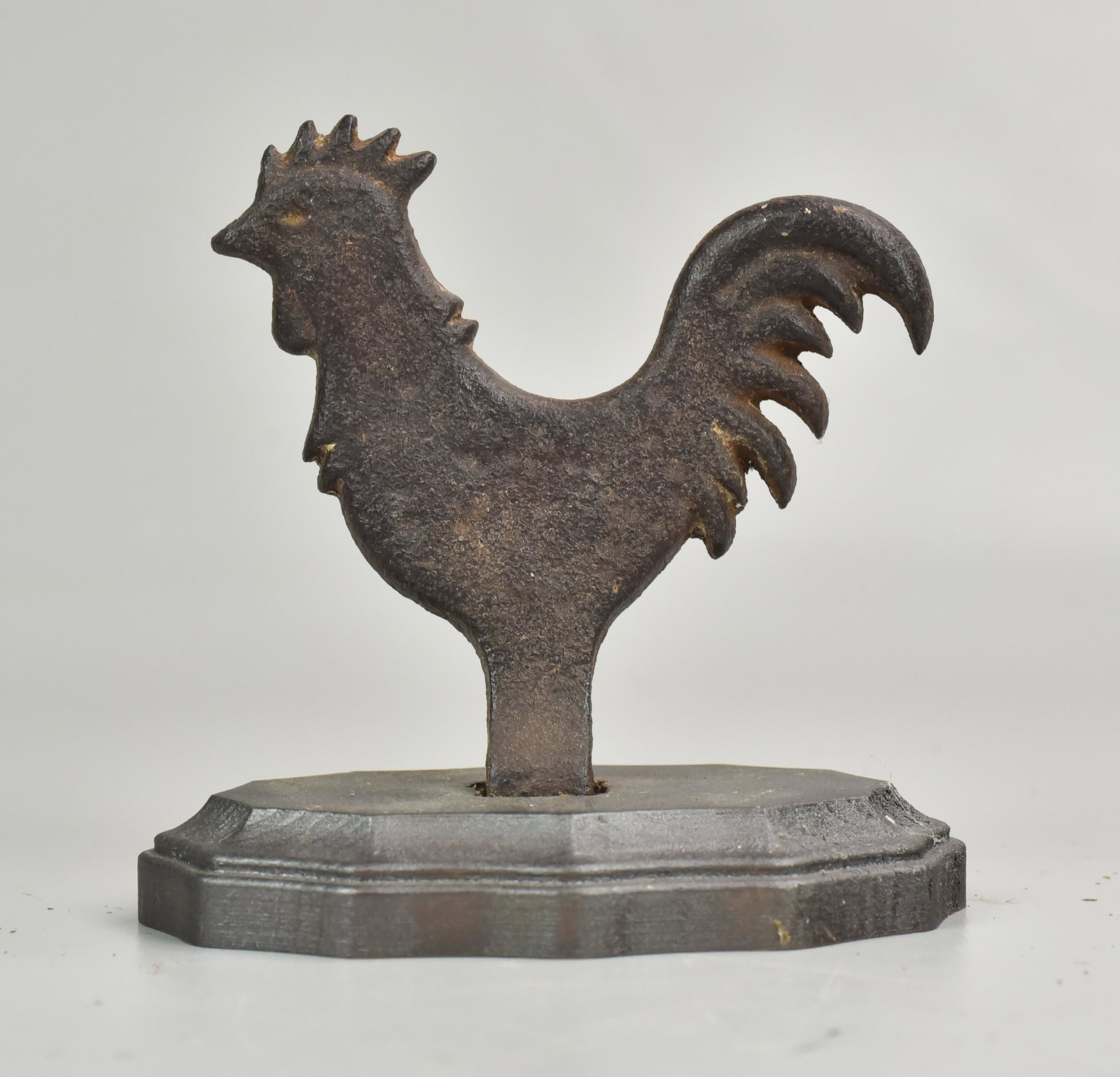 Cast iron arcade shooting gallery target, Chicken: Cast iron arcade shooting gallery target, Chicken, 4 1/2" l, 5" h, on wood base