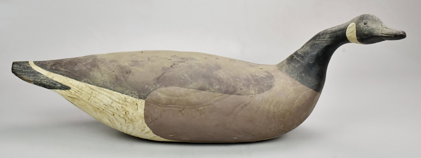 Carved wood Canadian goose decoy, signed "Crossan?": Painted carved wood Canadian goose decoy, signed "Crossan?", might be Gary Crossman, Chincoteague, 29 1/2" long
